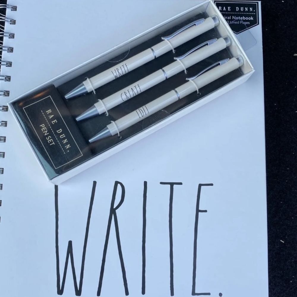 Rae Dunn Spiral notebook and pen set